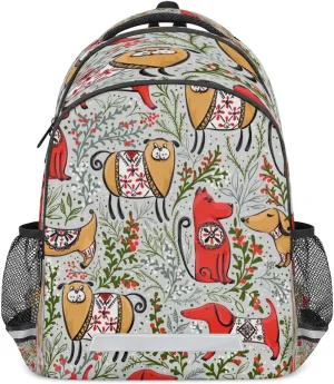 Dog Flower Animal Laptop Backpack Lightweight College Backpack with Reflective Strip for Men Women Adult Casual Travel Hiking Gym Work Daypack