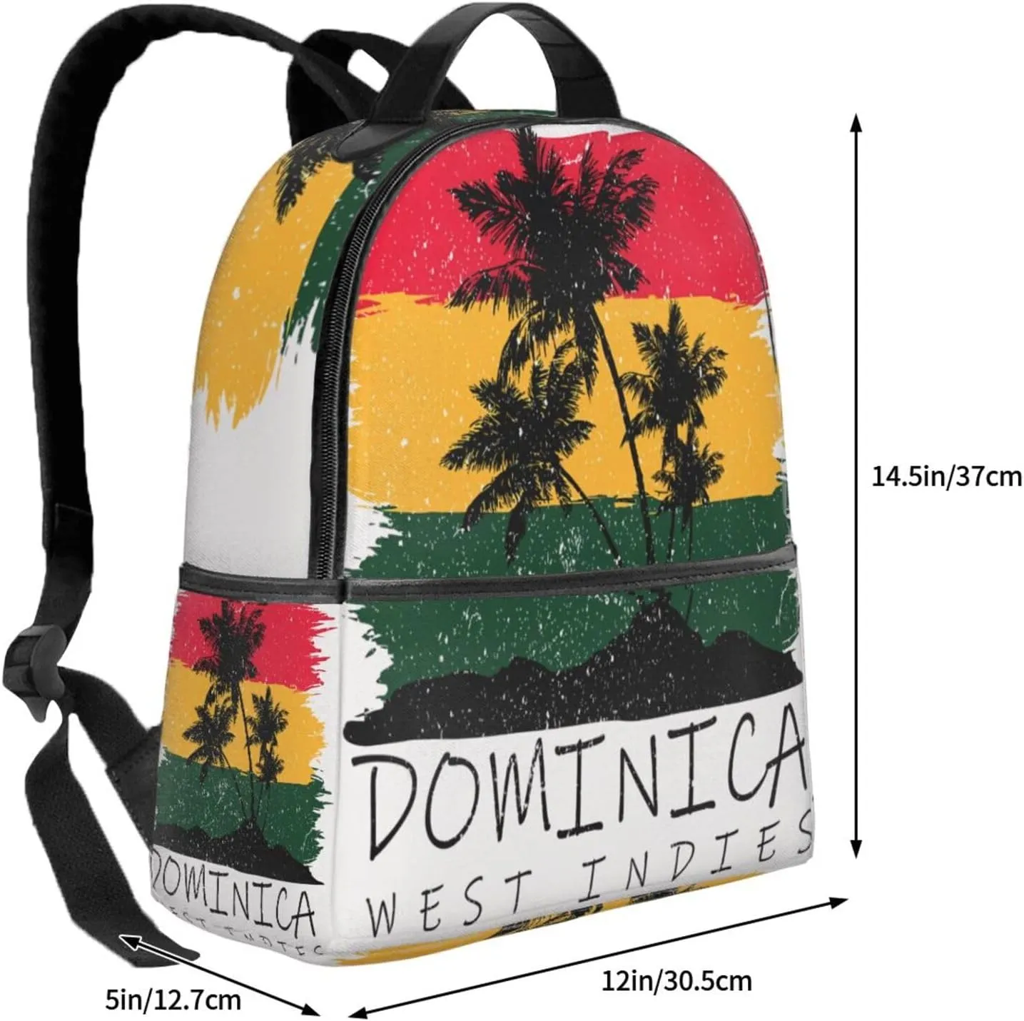 Dominica Palm Flag Casual Backpacks Laptop Backpack Carry-on Daypack Sports Travel Rucksack Lightweight Working Bag for Outdoor Hiking Cycling Walking