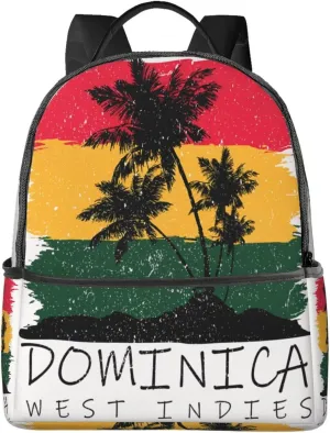 Dominica Palm Flag Casual Backpacks Laptop Backpack Carry-on Daypack Sports Travel Rucksack Lightweight Working Bag for Outdoor Hiking Cycling Walking
