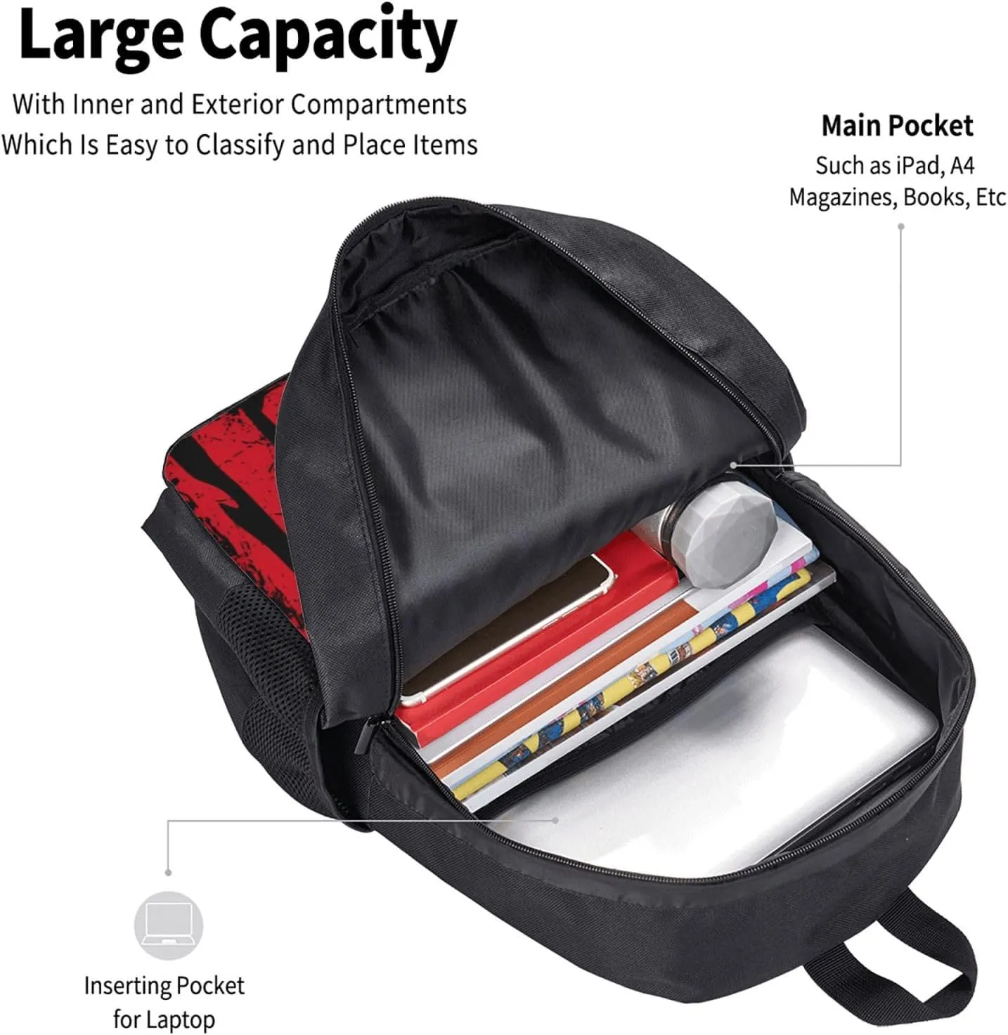 Dominican Roots American Pride Flag Casual Backpack Large Capacity Backpacks 15 Inch Laptop Back Pack Travel Rucksack Daypack Commuter Bags with Adjustable Strap for Camping
