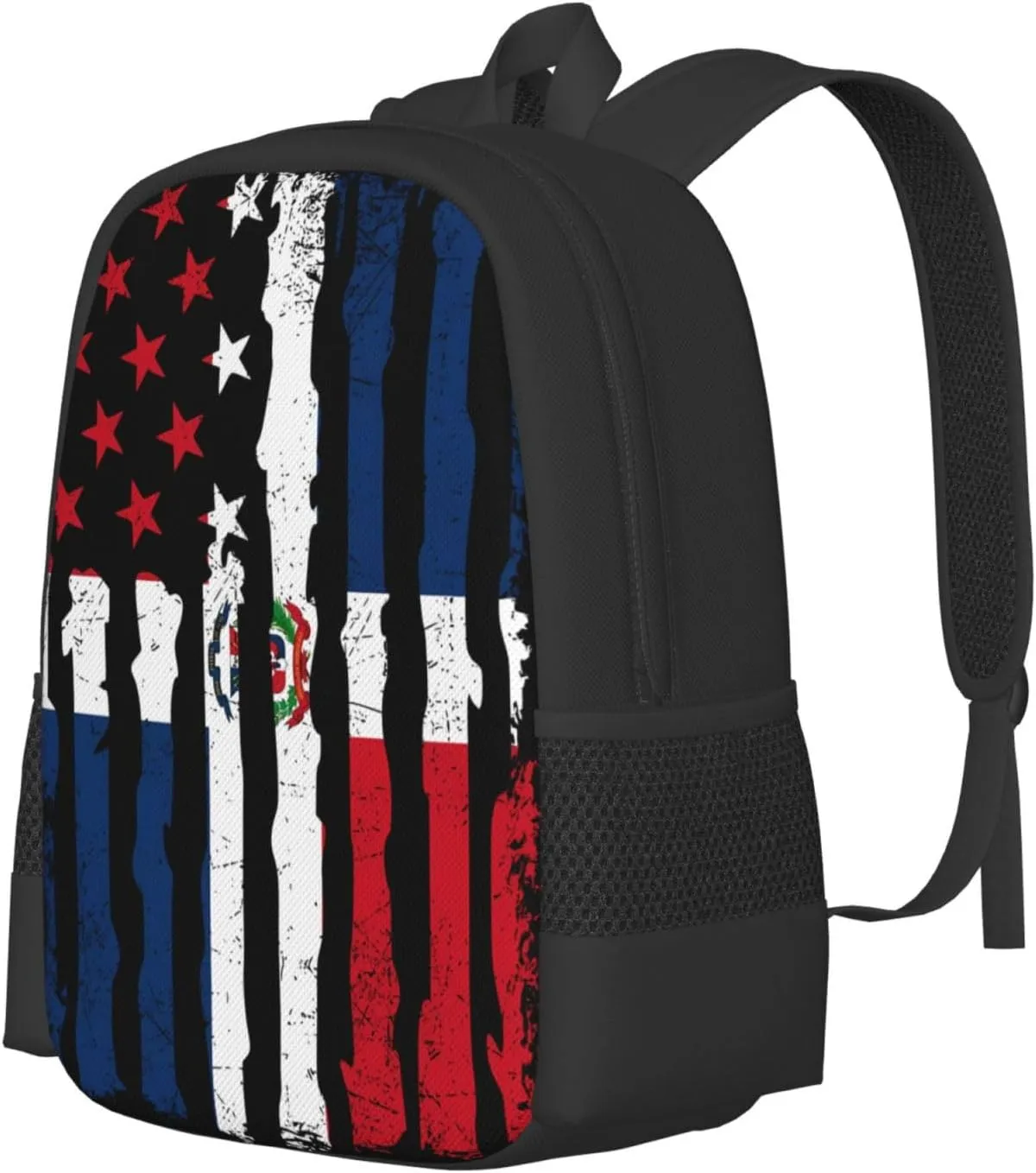 Dominican Roots American Pride Flag Casual Backpack Large Capacity Backpacks 15 Inch Laptop Back Pack Travel Rucksack Daypack Commuter Bags with Adjustable Strap for Camping