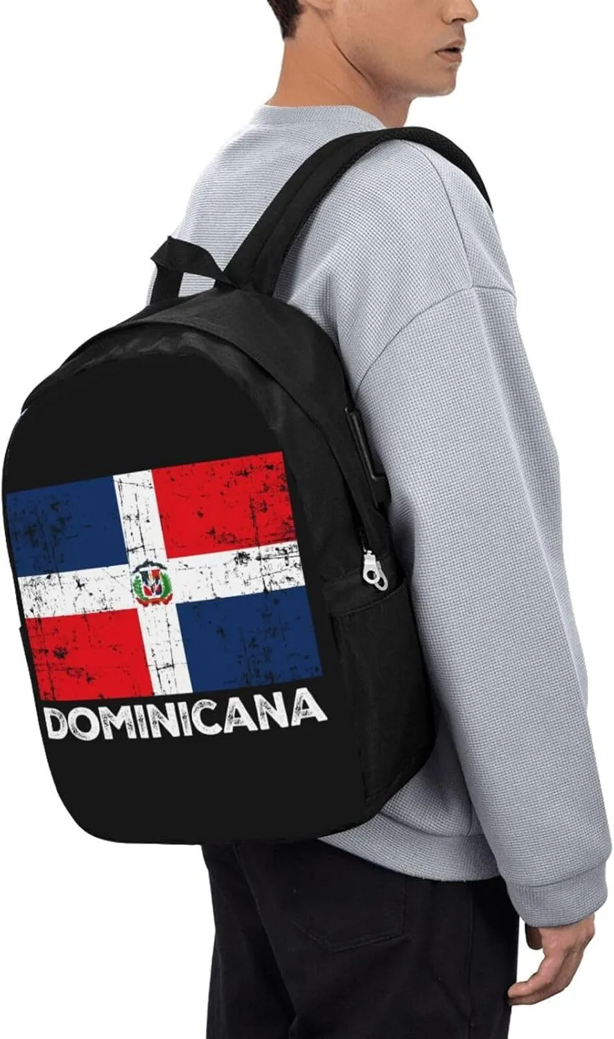 Dominicana Dominican Republic Flag Travel Backpack 17-Inch Laptop Backpacks Business Rucksack Casual Sport Daypack with USB Charging Port Carry-on Bag for Camping Biking