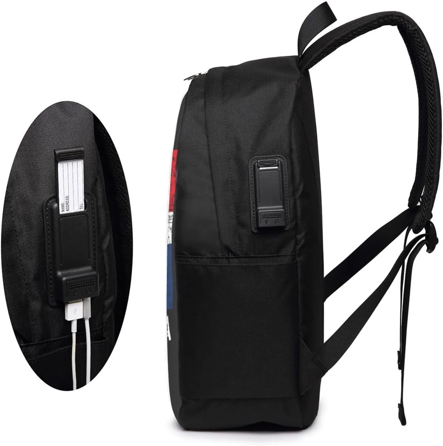 Dominicana Dominican Republic Flag Travel Backpack 17-Inch Laptop Backpacks Business Rucksack Casual Sport Daypack with USB Charging Port Carry-on Bag for Camping Biking