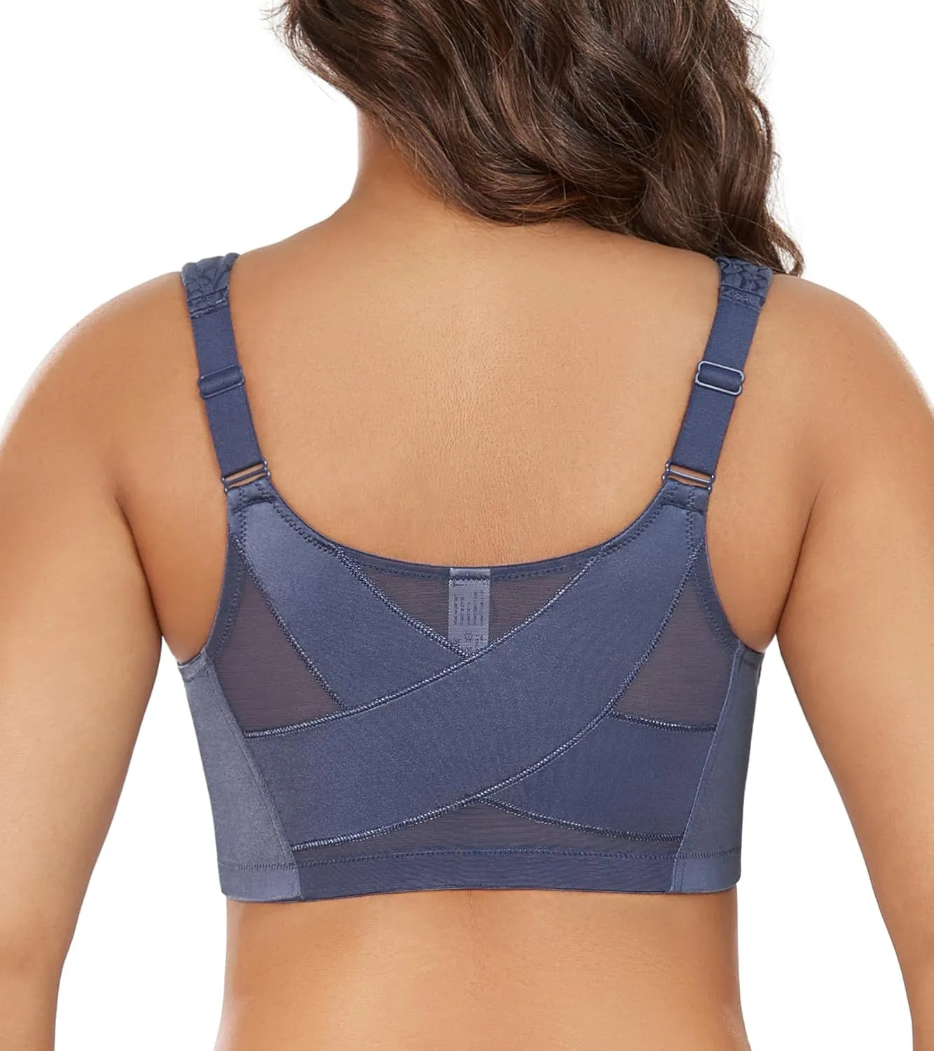 DotVol Women's Full Figure Front Closure Wirefree Jacquard Back Support Posture Bra