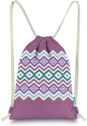 Drawstring Backpack Bohemia Style String Bag Canvas Beach Sport Daypack