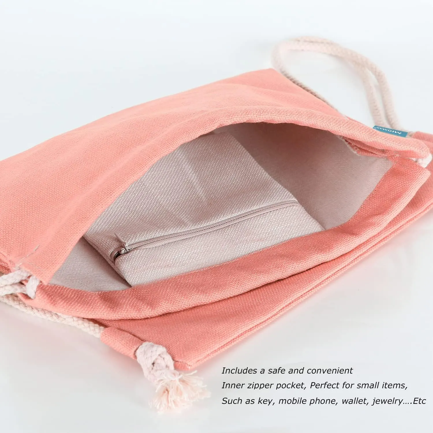 Drawstring Backpack Simple Style String Bag Canvas Beach Sport Daypack