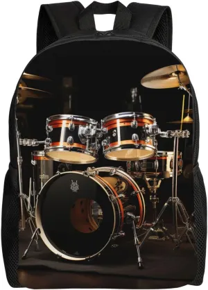 Drum Set Cute Backpack Waterproof Lightweight Laptop Backpack Shoulder Bag Casual Daypack For Women Men