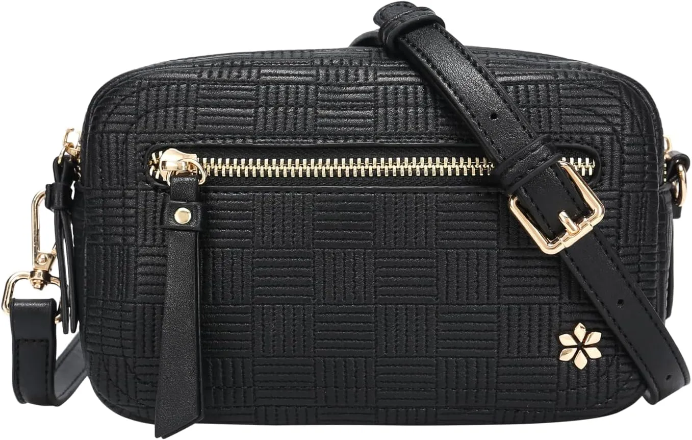 Dual zipper Cross body Shoulder bag with 2 shoulder straps- PU Vegan leather