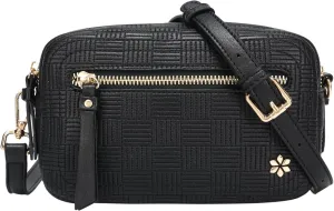 Dual zipper Cross body Shoulder bag with 2 shoulder straps- PU Vegan leather