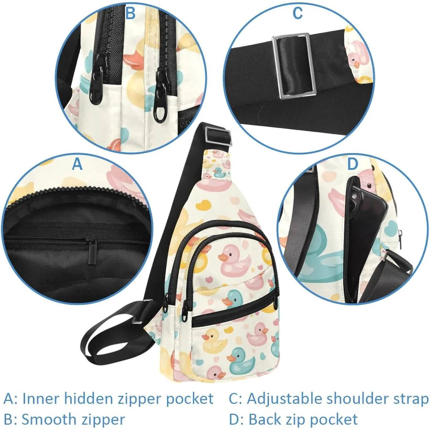 ducks in pastel colors (2) Sling Bag for Women Travel Shoulder Bag Chest Bag