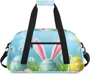 Duffle Bag Sky Easter Eggs Easter Flowers Gym Bag Travel Bag Luggage Bag Waterproof Lightweight Sports for Dance Gymnastics Cheers Soccer Wrestling Hospital, for Weekender Overnight