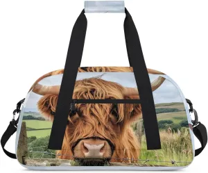 Duffle Bag Yak Railing Grass Prairie Gym Bag Travel Bag Luggage Bag Waterproof Lightweight Sports for Dance Gymnastics Cheers Soccer Wrestling Hospital, for Weekender Overnight