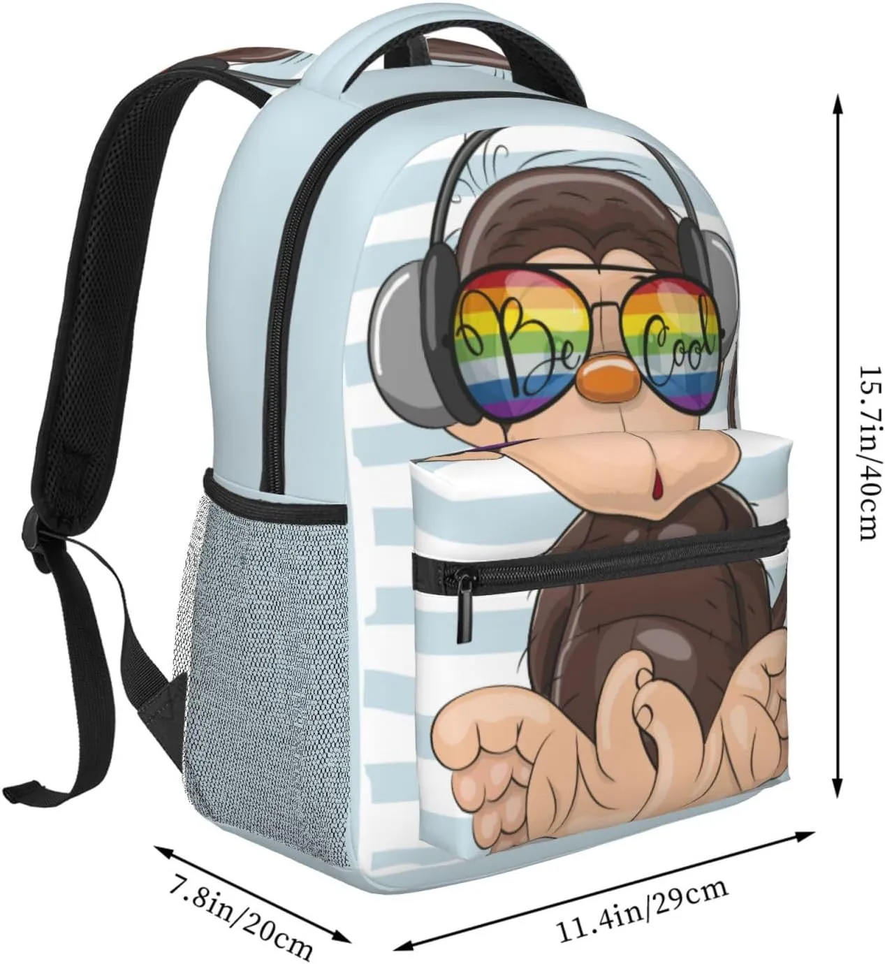 Dujiea 17 Inch Backpack Cool Cartoon Cute Monkey Laptop Backpack School Bookbag Travel Shoulder Bag With Chest Strap