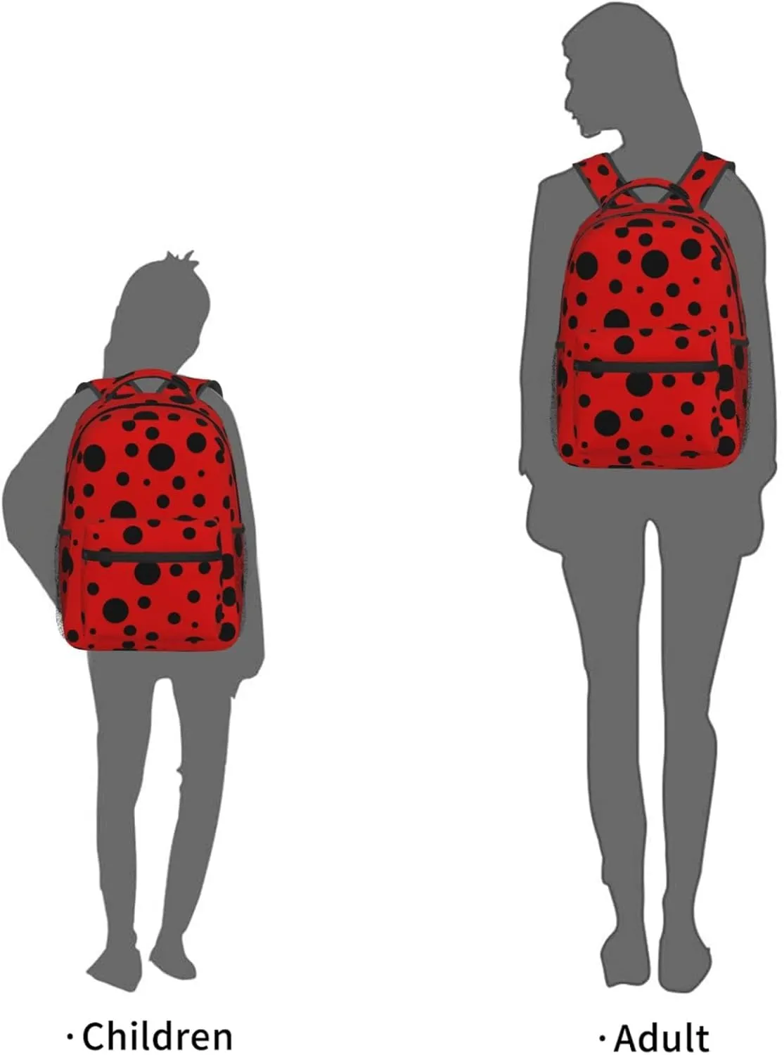 Dujiea 17 Inch Backpack Polka Dot Ladybug Laptop Backpack School Bookbag Travel Shoulder Bag With Chest Strap