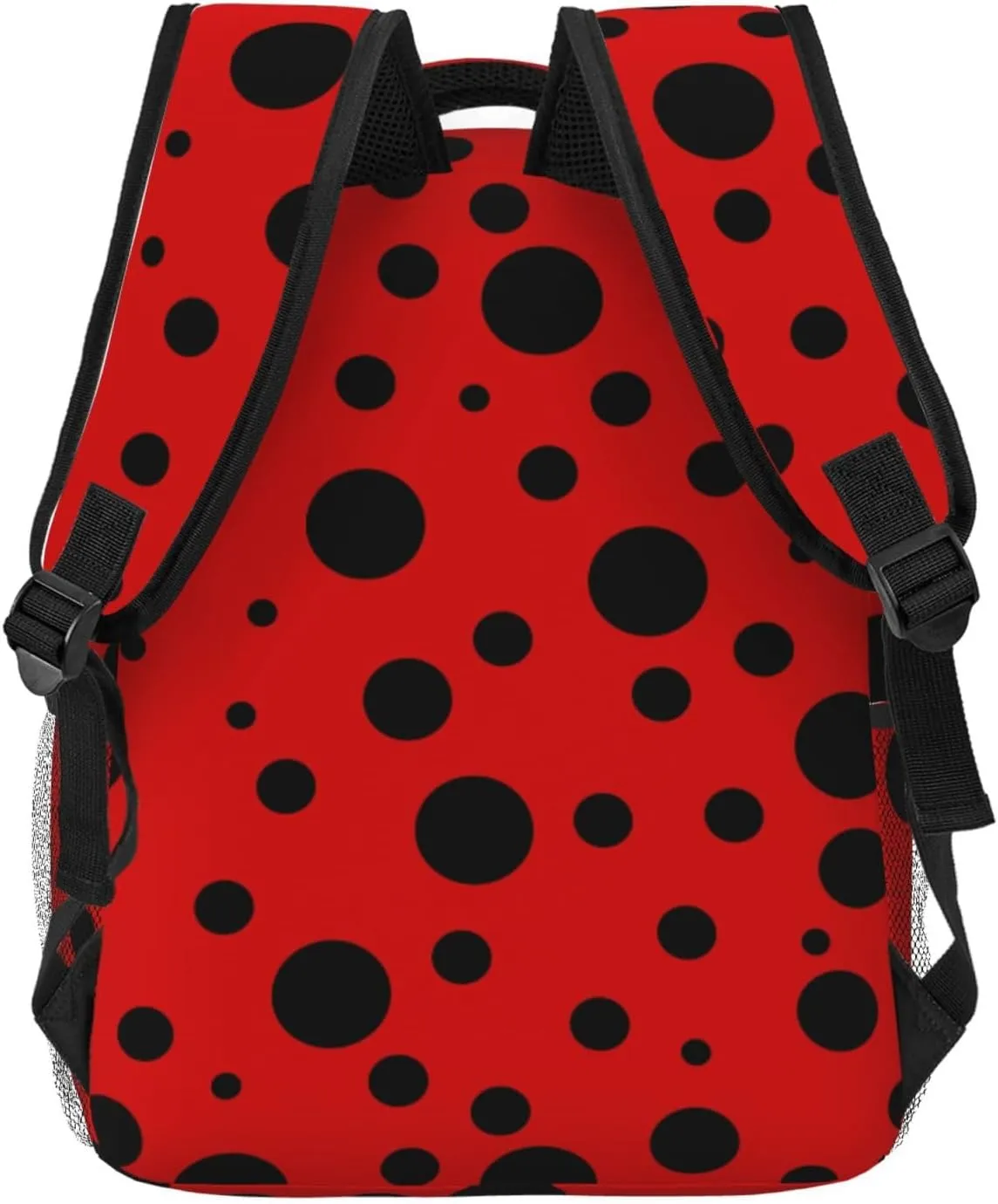 Dujiea 17 Inch Backpack Polka Dot Ladybug Laptop Backpack School Bookbag Travel Shoulder Bag With Chest Strap