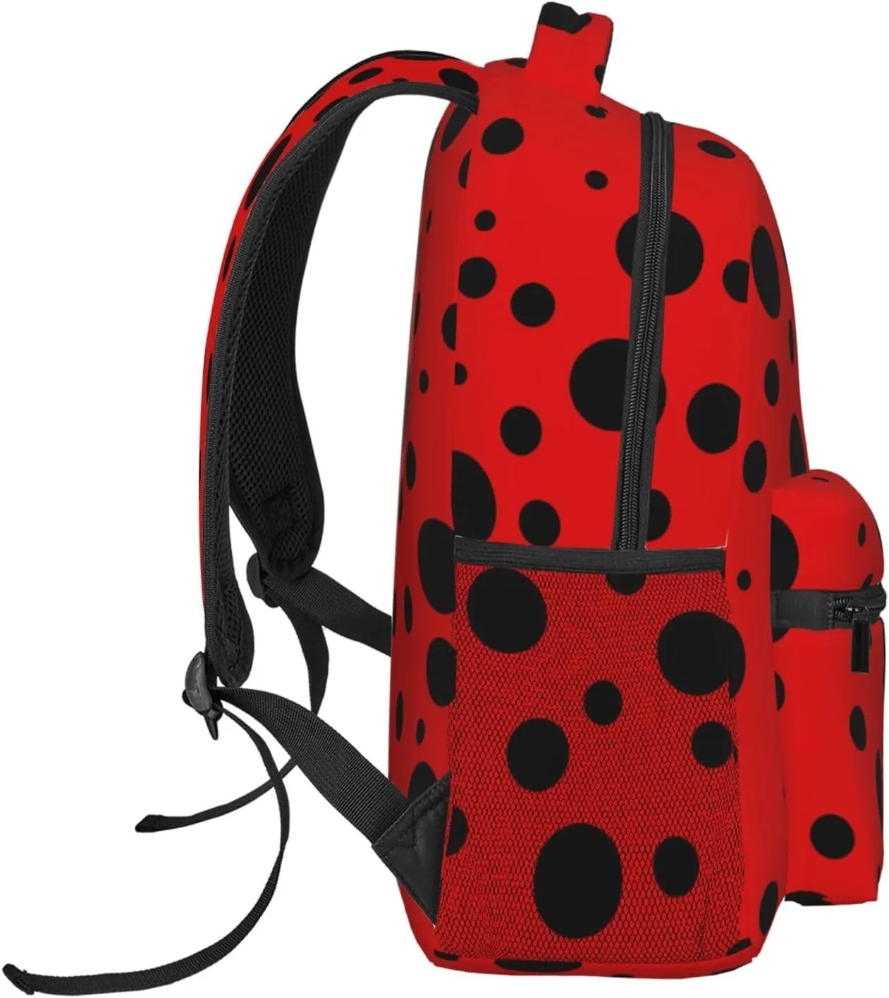 Dujiea 17 Inch Backpack Polka Dot Ladybug Laptop Backpack School Bookbag Travel Shoulder Bag With Chest Strap