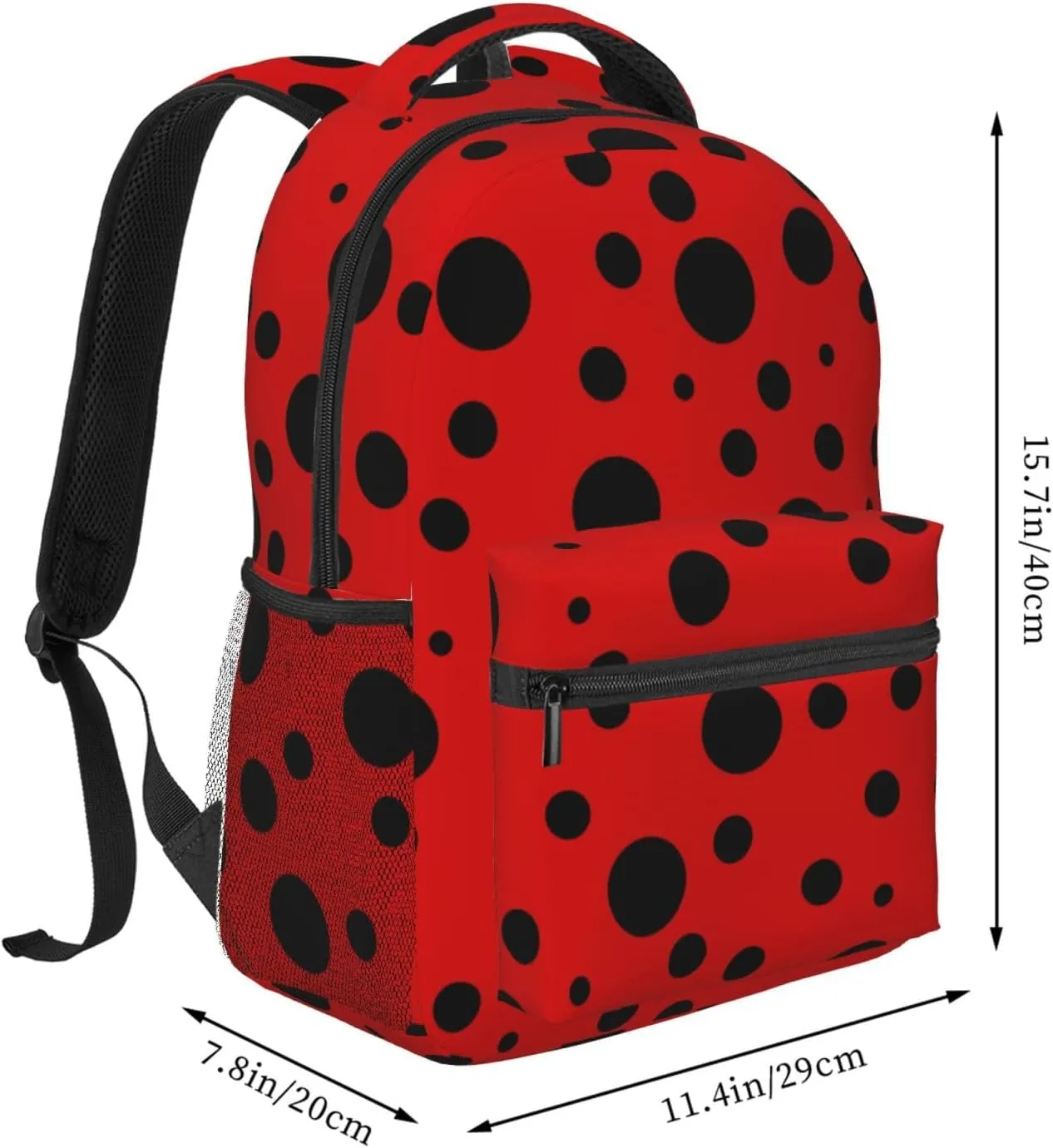 Dujiea 17 Inch Backpack Polka Dot Ladybug Laptop Backpack School Bookbag Travel Shoulder Bag With Chest Strap