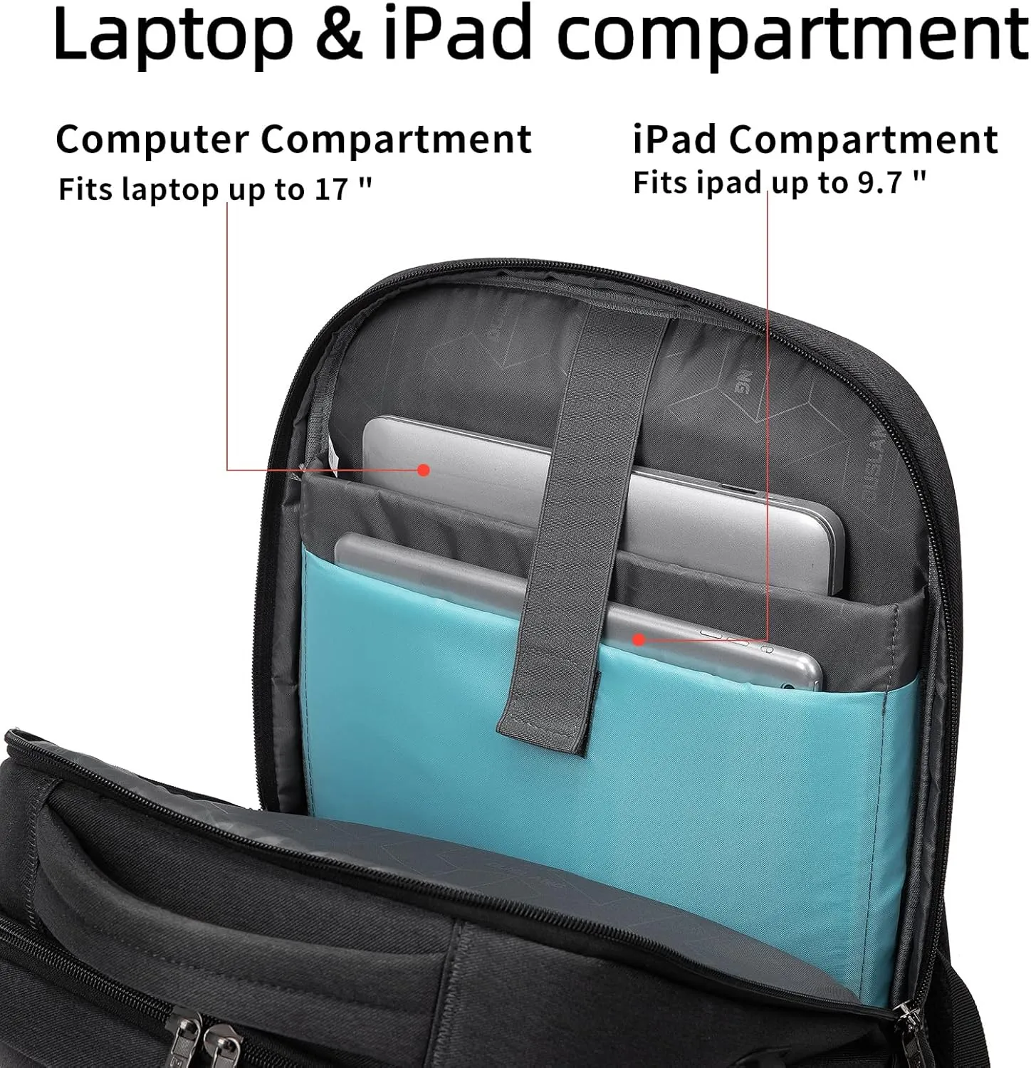 DUSLANG 17 Inch Laptop Backpack for Travel Water Resistant College Backpack for Men/Women Laptop Bag with USB Charging Port and Baseball Keychain for backpack, Black