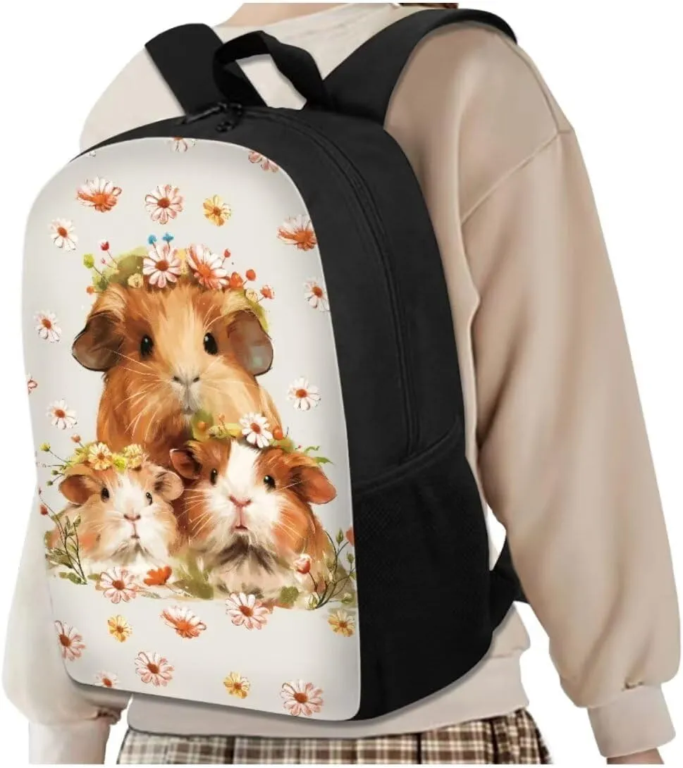 Dutch Pig School Bag and Lunch Box Set for Girls 4-6 Kids Backpack Set with Water Bottle Holder Kids School Handbags Lightweight Backpack for Middle High School/Trip/Excursions