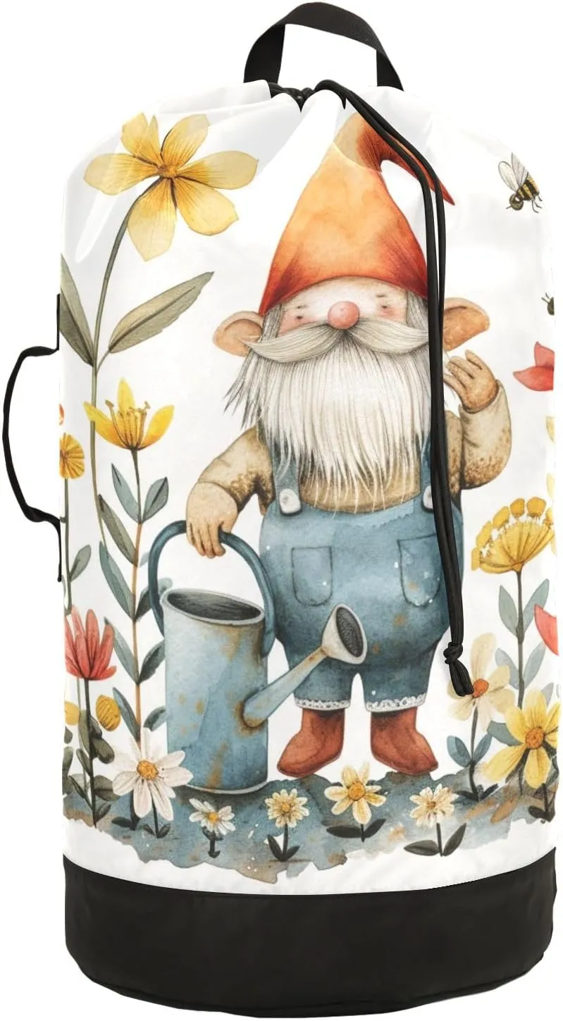 Dwarf Waters The Flowers Laundry Backpack Bag with Drawstring Closure Waterproof Laundry Bag Laundry Hamper Clothes Storage for Travel Laundromat Apartment