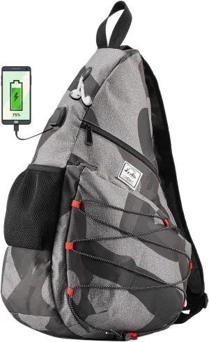 d'yallee 15.4" Sling Bag for Men Crossbody Shoulder Chest Bags Nylon for Travel Gym Sport Hiking with USB Charger Port …