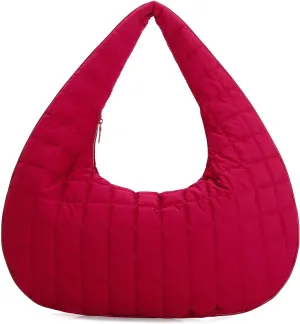 E Quilted Nylon Hobo Bag for Women Large Tote Shoulder Bag Top Handle Handbag