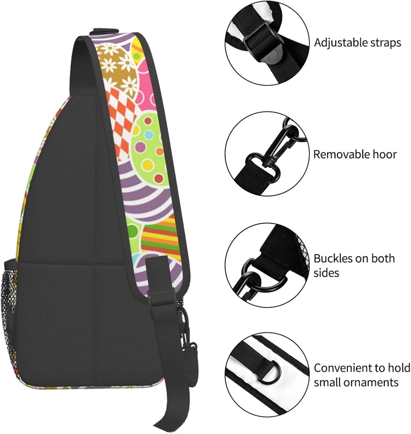 Easter Bunny And Eggs Sling Bag Chest Shoulder Backpack Crossbody Easter Gifts Bags Casual Daypack for Men Women