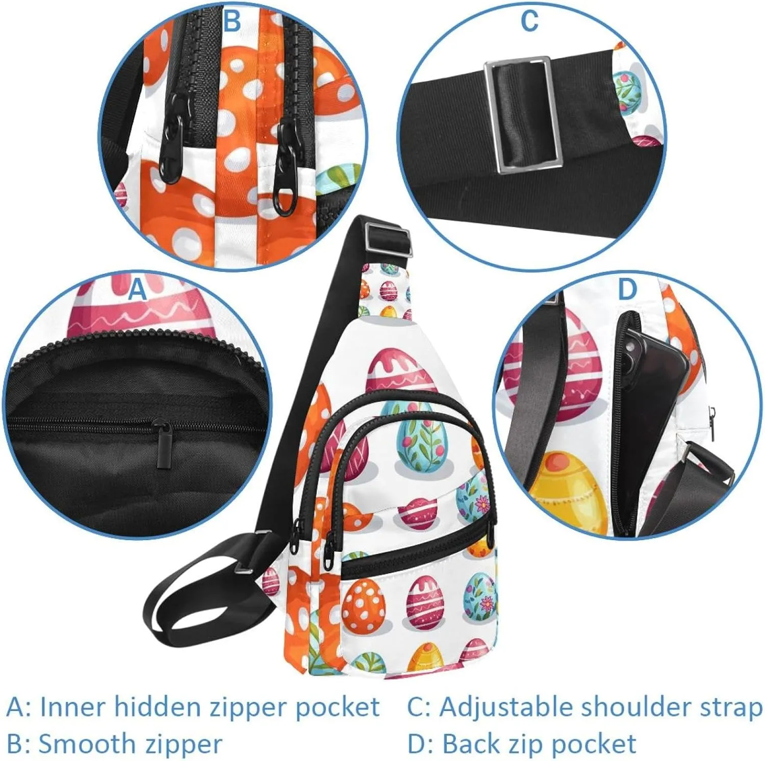 Easter Rabbits Eggs Sling Bag for Women Men Crossbody Shoulder Tote Blet Bags Backpack Fanny Pack Travel Purse