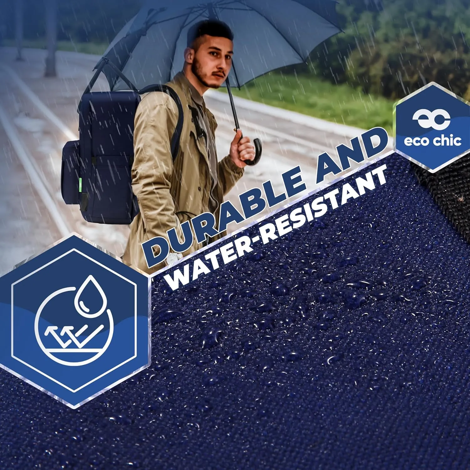 ECO CHIC Waterproof Recycled Canvas Twin-Handle Backpack – Sustainable Laptop Backpack