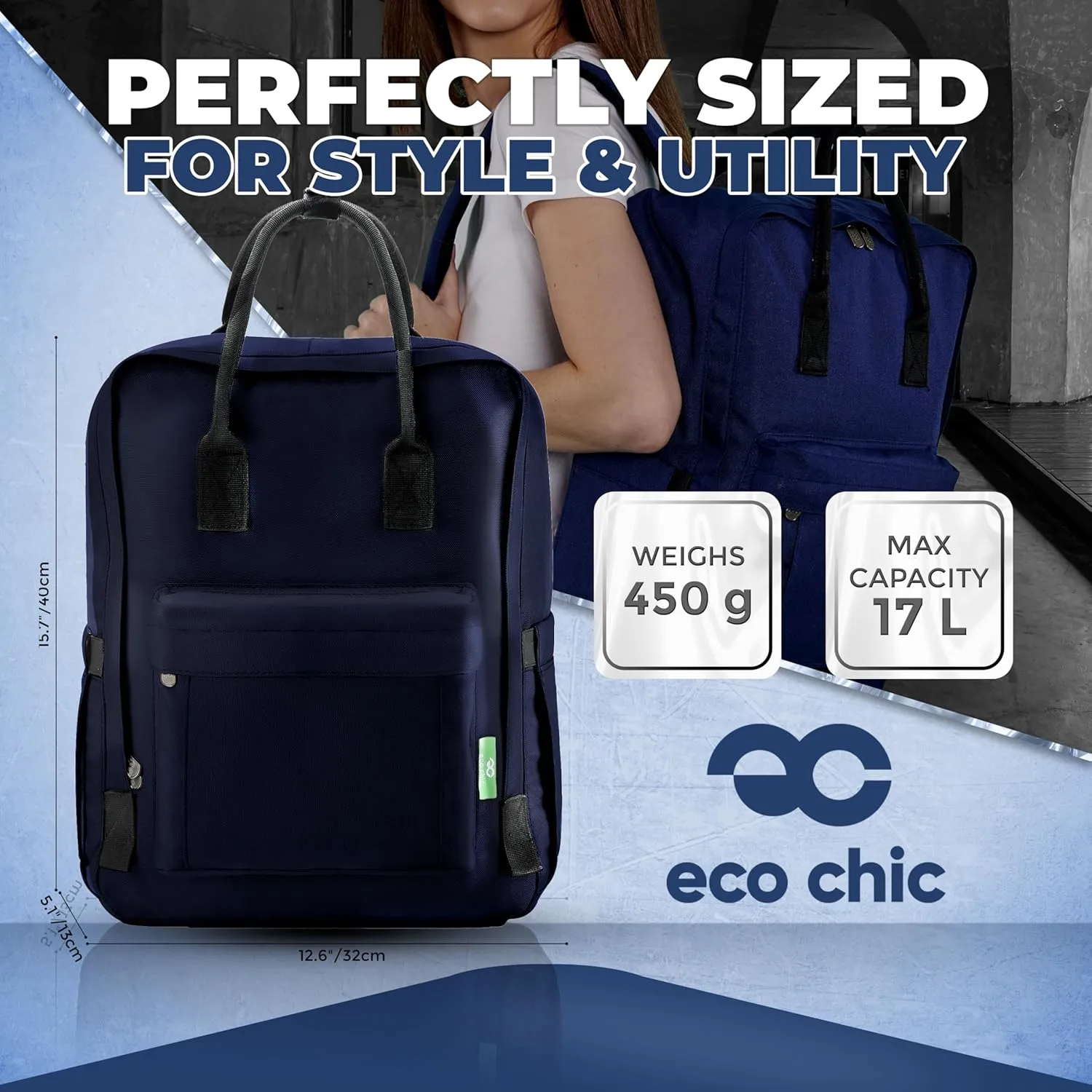 ECO CHIC Waterproof Recycled Canvas Twin-Handle Backpack – Sustainable Laptop Backpack