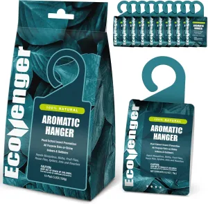 EcoVenger Pest Control Aroma Hanger 10-Pack Natural Peppermint/Cedar/Lemongrass Insect Repellent Moths Mosquitoes, Spiders, Roaches, Weather-Proof Lasting Bug Deterrence, Safe Around Children & Pets