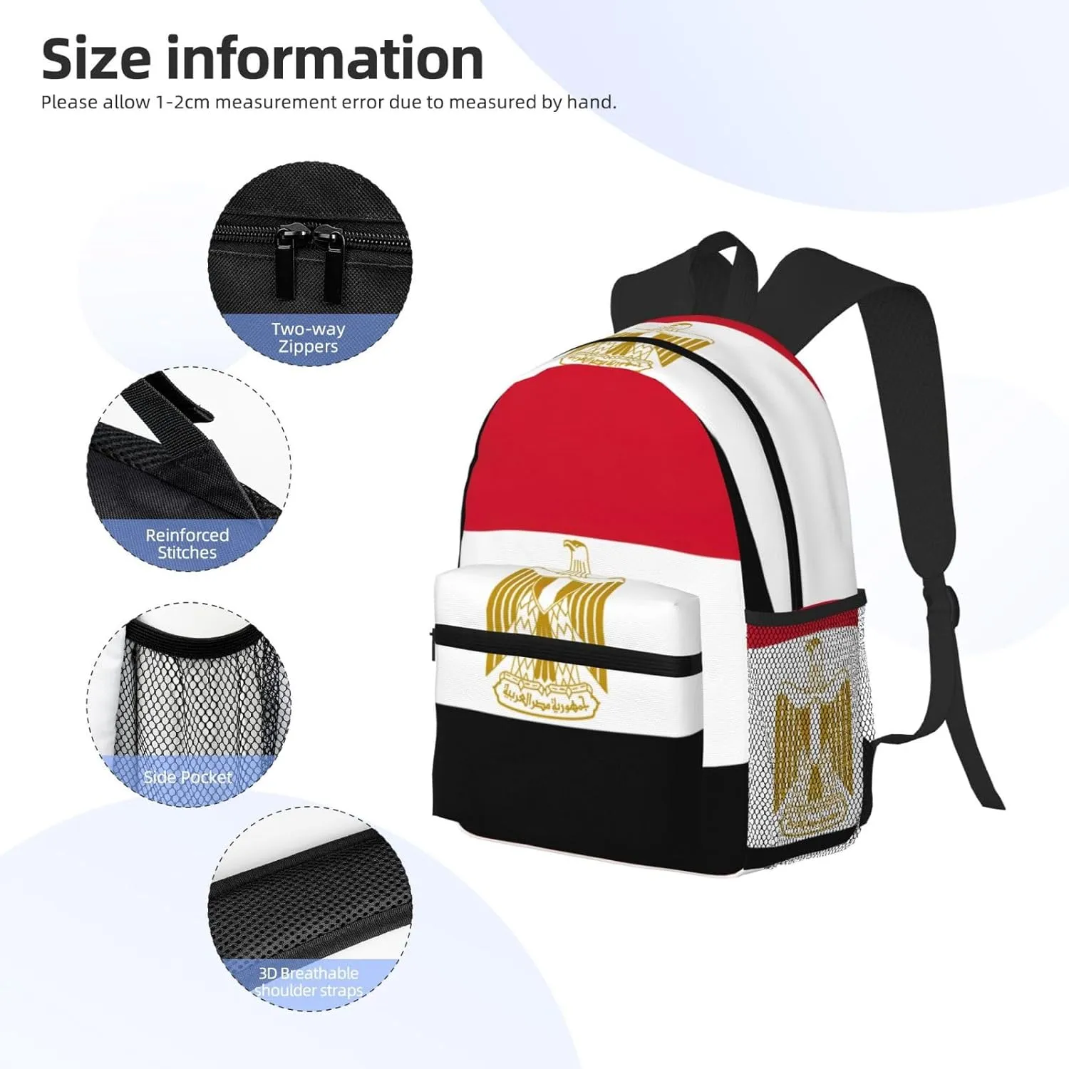Egyptian Flag Fashion Backpack,Casual Daypack Backpacks For Men Women, Laptop Bag Travel Hiking Camping