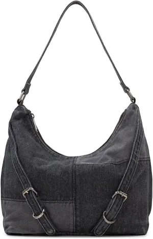 Elia Hobo Bag - Washed Denim Patchwork