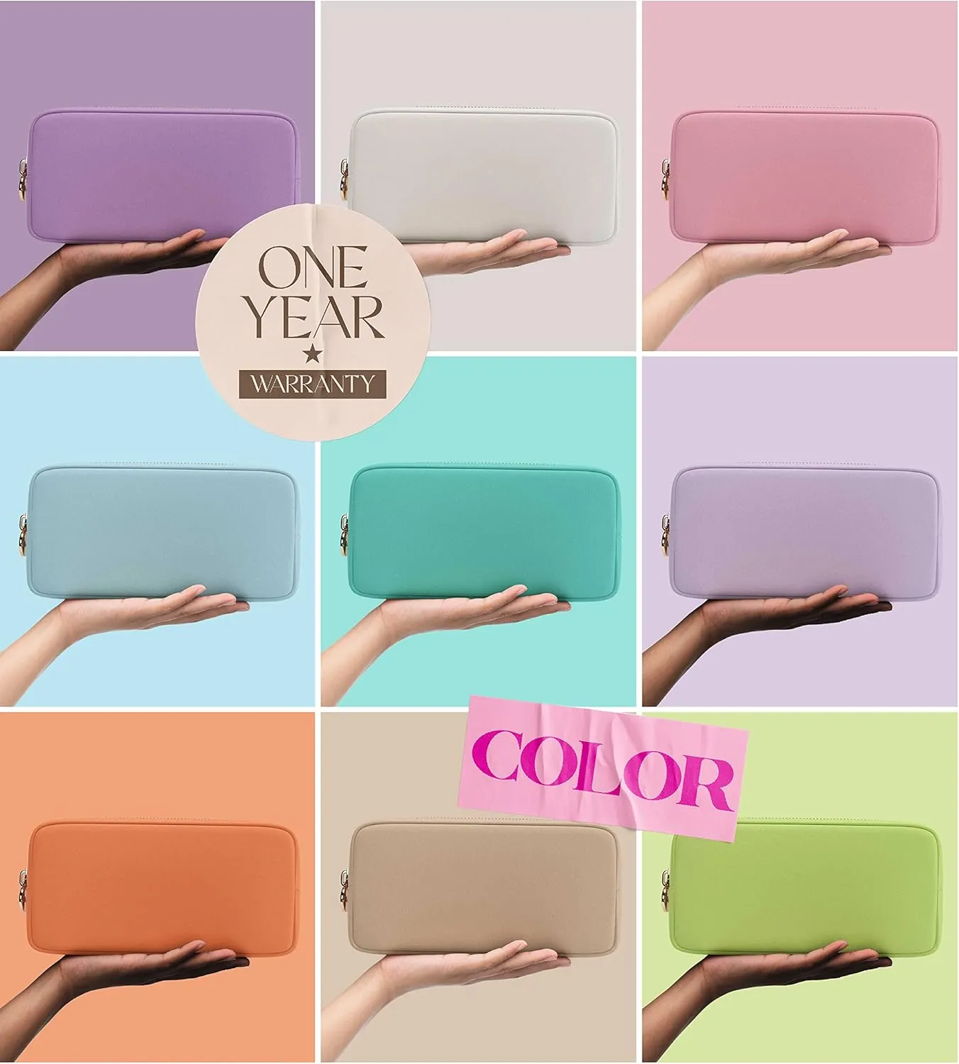 Embla Makeup Bag Travel Cosmetics Pouch and Toiletry Bag, Nylon Zipper Pouch Purse, Cute Make Up Organizer Storage Tote for Women Girls, Waterproof Travel Skincare Case, Small Makeup Bags, Fuchsia