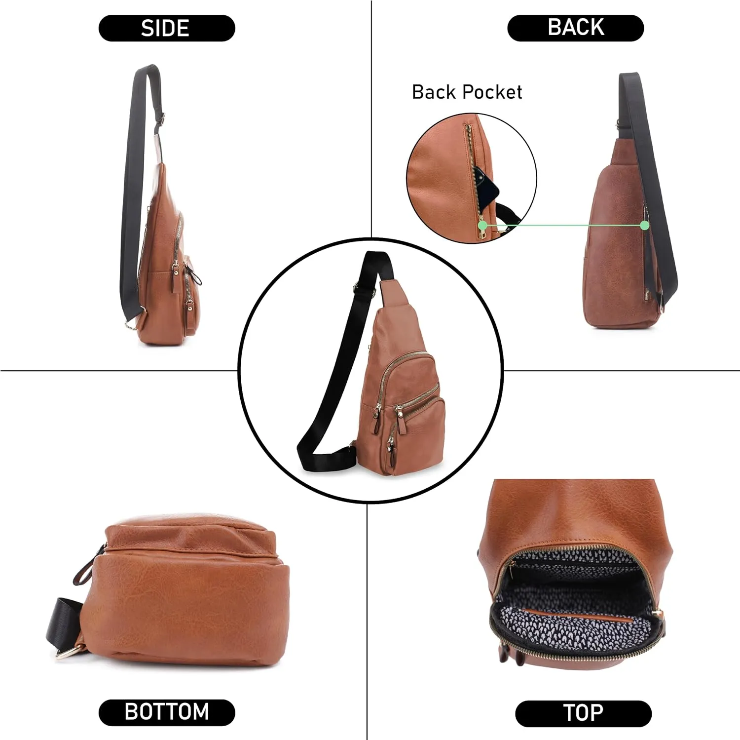 Emperia Small Sling Bag Fanny Packs Crossbody Bags Travel Backpack Chest Bag Gifts for Women Men Tan