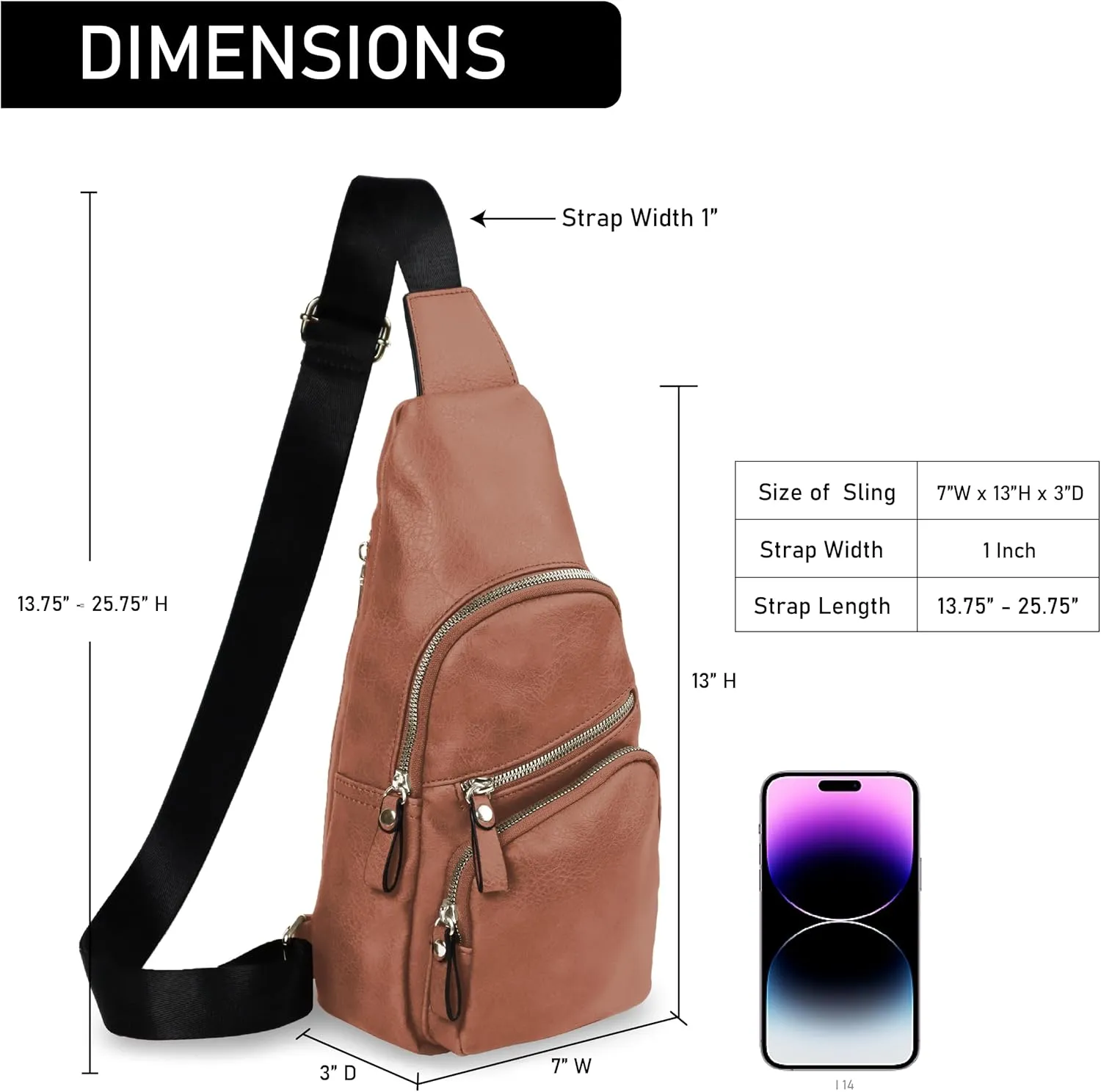 Emperia Small Sling Bag Fanny Packs Crossbody Bags Travel Backpack Chest Bag Gifts for Women Men Tan