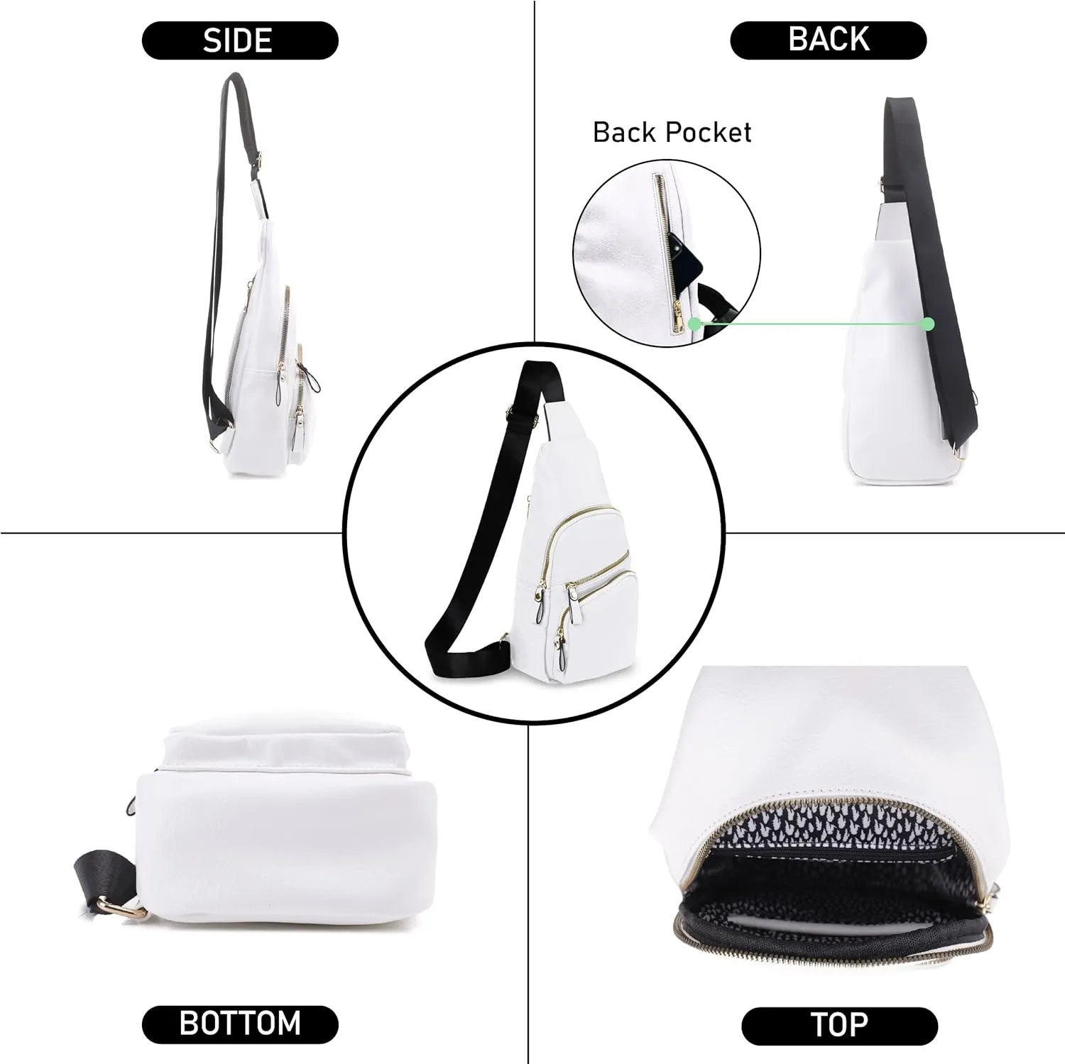 Emperia Small Sling Bag Fanny Packs Crossbody Bags Travel Backpack Chest Bag Gifts for Women Men White