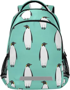Emperor Penguin Mint Blue Backpack Laptop Backpacks Book Bags Water Resistant Daypack Durable College Shoulder Bag Sports Travel Day Pack