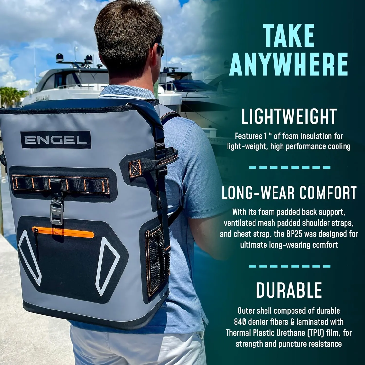 Engel BP25 25 Quart Roll-Top High Performance Backpack Cooler