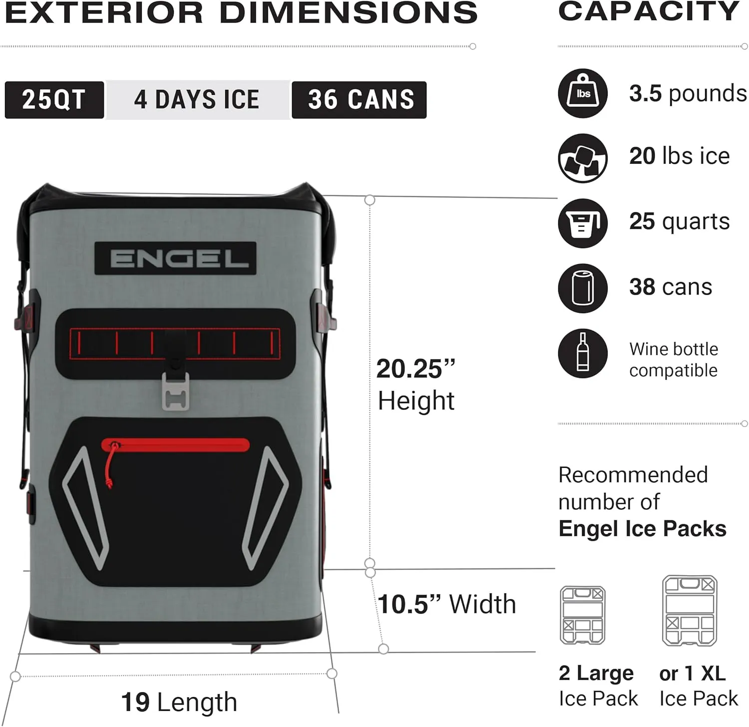 Engel BP25 25 Quart Roll-Top High Performance Backpack Cooler