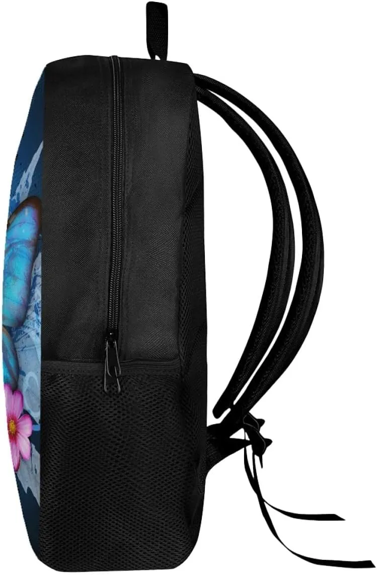 ENLACHIC Kids Cool 3D Blue Butterfly Print Backpacks for School Travel Bookbag School Bag Laptop Backpack Casual Daypack