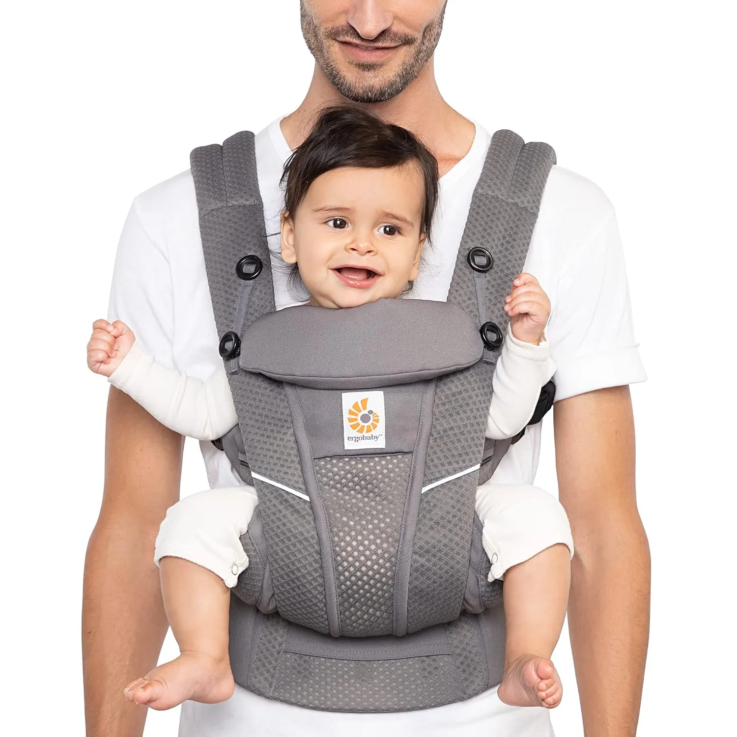 Ergobaby All Carry Positions Breathable Mesh Baby Carrier with Enhanced Lumbar Support & Airflow (7-45 Lb), Omni Breeze, Graphite Grey