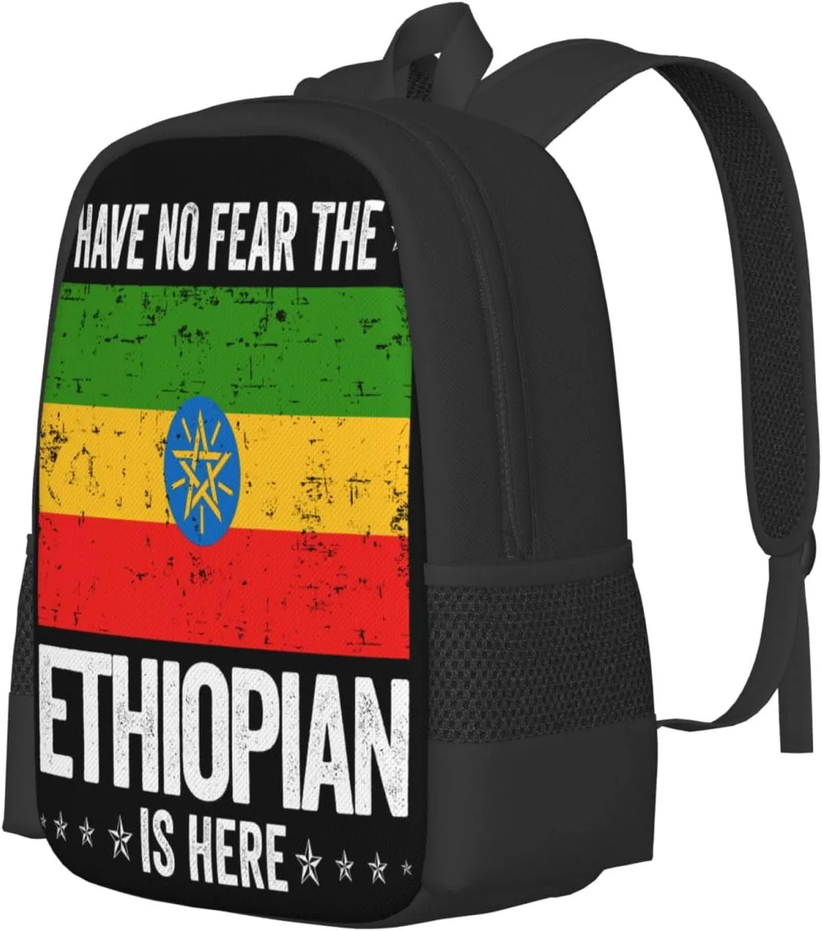 Ethiopia Flag The Ethiopian Is Here Casual Backpacks Large Capacity Backpack Laptop Rucksack Sport Daypack Commuter Bags with Adjustable Strap for Traveling Camping