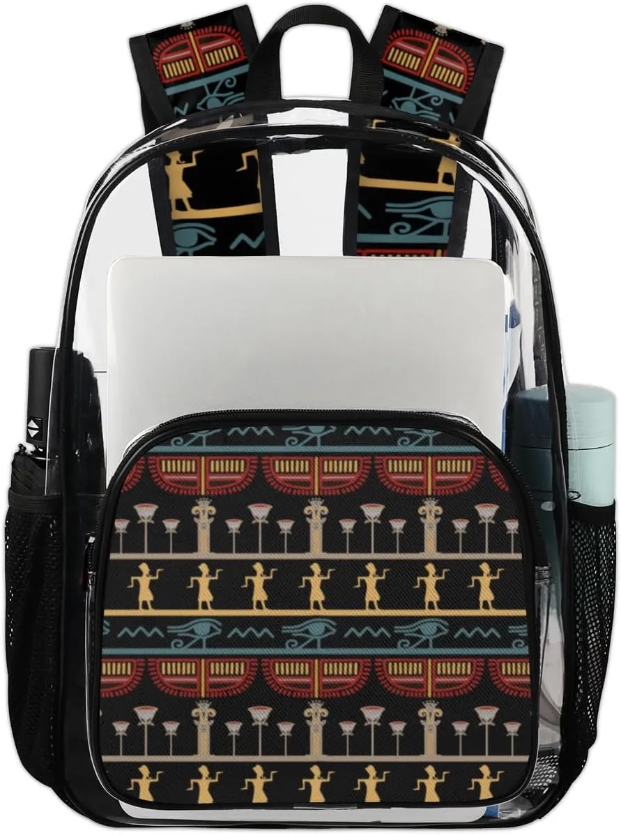 Ethnic Palace Clear Backpack Heavy Duty Large Stadium Approved Clear Bag PVC See Through Transparent Backpack Work Travel Security Stadium Bag