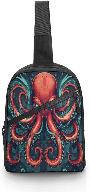 Evil Octopuss Tentacles Chest Bag Foldable Crossbody Unisex Pack Travel Hiking Adjustable Shoulder Straps Sling Bags