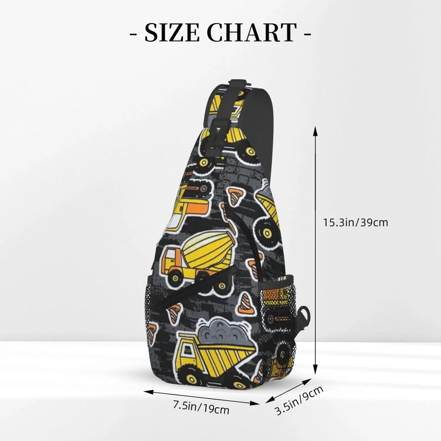 Excavator Tractor Construction Vehicle Bulldozer Truck Men'S Crossbody Bag Travel Hiking Shoulder Backpack Chest Bag