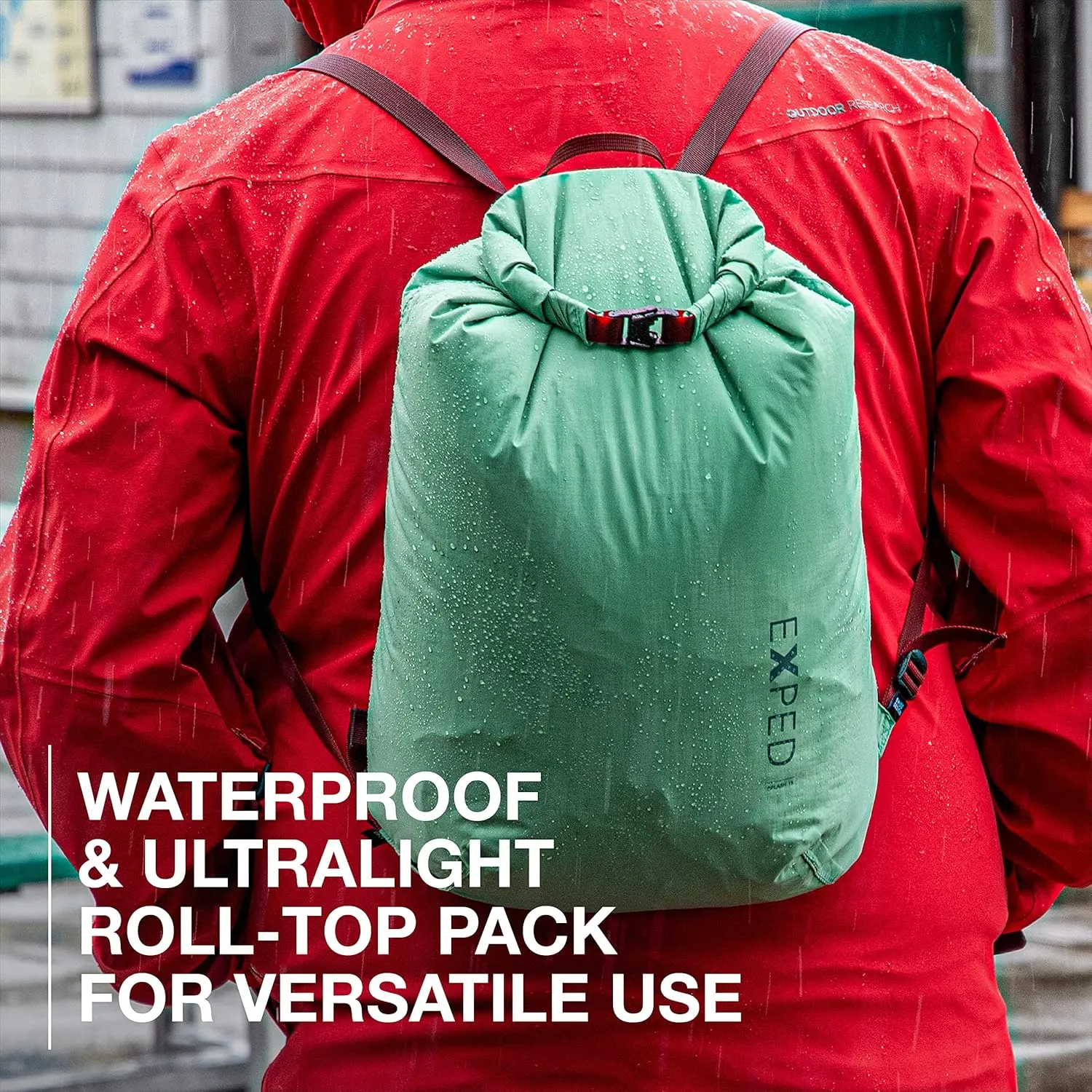 Exped Splash 15 Backpack | Extremely Versatile Pack | Light & Compact Rolltop Stuff Sack | Multi-Use Waterproof Daypack, Sage, 15L