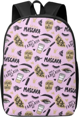 Eyes Brows And Long Black Lashes Paper Coffee Cup Backpack, 17 Inch Travel Business Laptop Backpack For Women Men