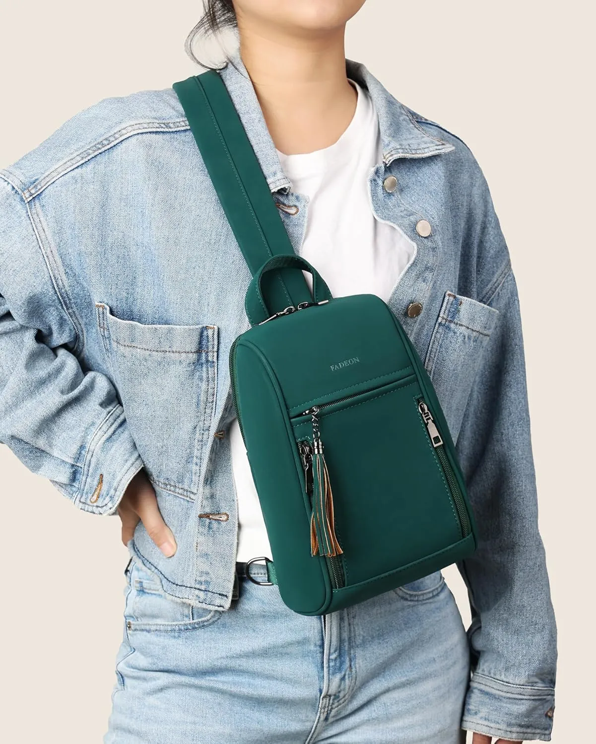 FADEON Sling Bag for Women Crossbody Purse Sling Bags, Designer Sling Purses Medium Travel Multi-Pocket Sling Backpack