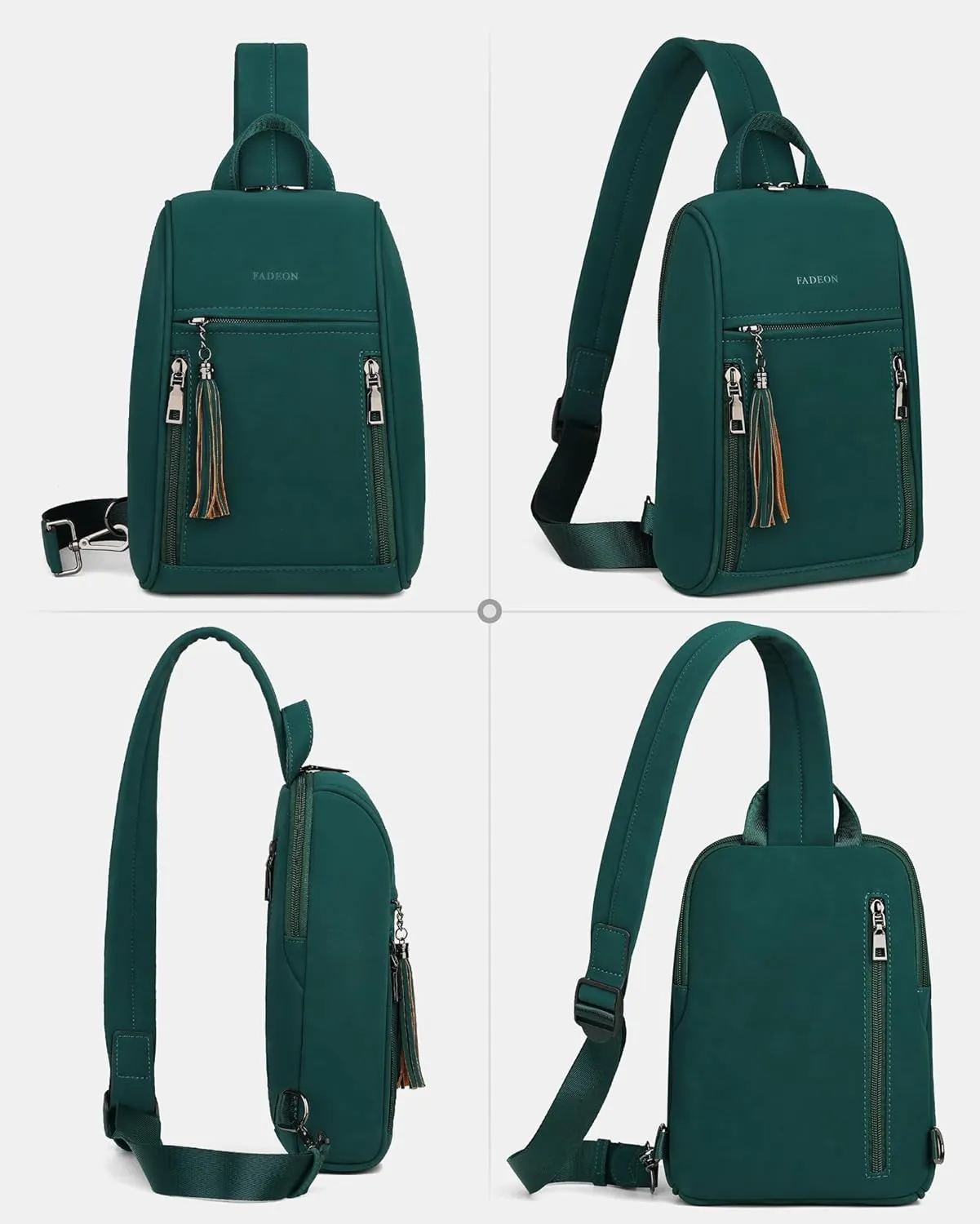 FADEON Sling Bag for Women Crossbody Purse Sling Bags, Designer Sling Purses Medium Travel Multi-Pocket Sling Backpack
